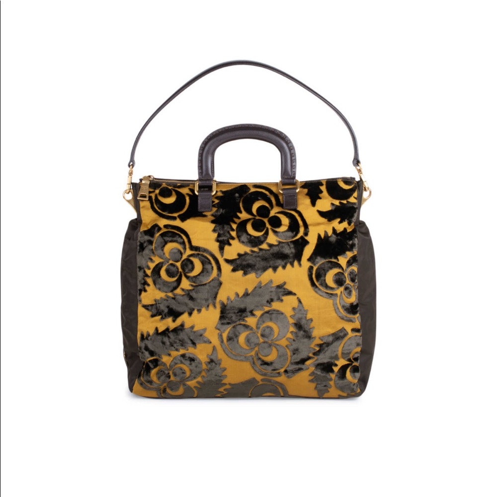 Prada Velluto leather and velvet jacquard purse